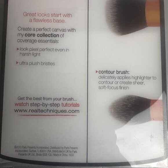 Real Techniques core collection Set of 3 Makeup Brushes stage makeup tech gold - Picture 4 of 4